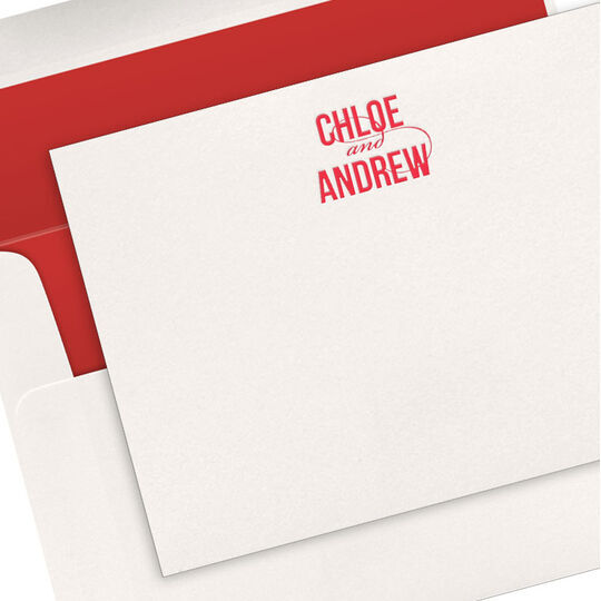 Modern Couple Letterpress Flat Note Cards